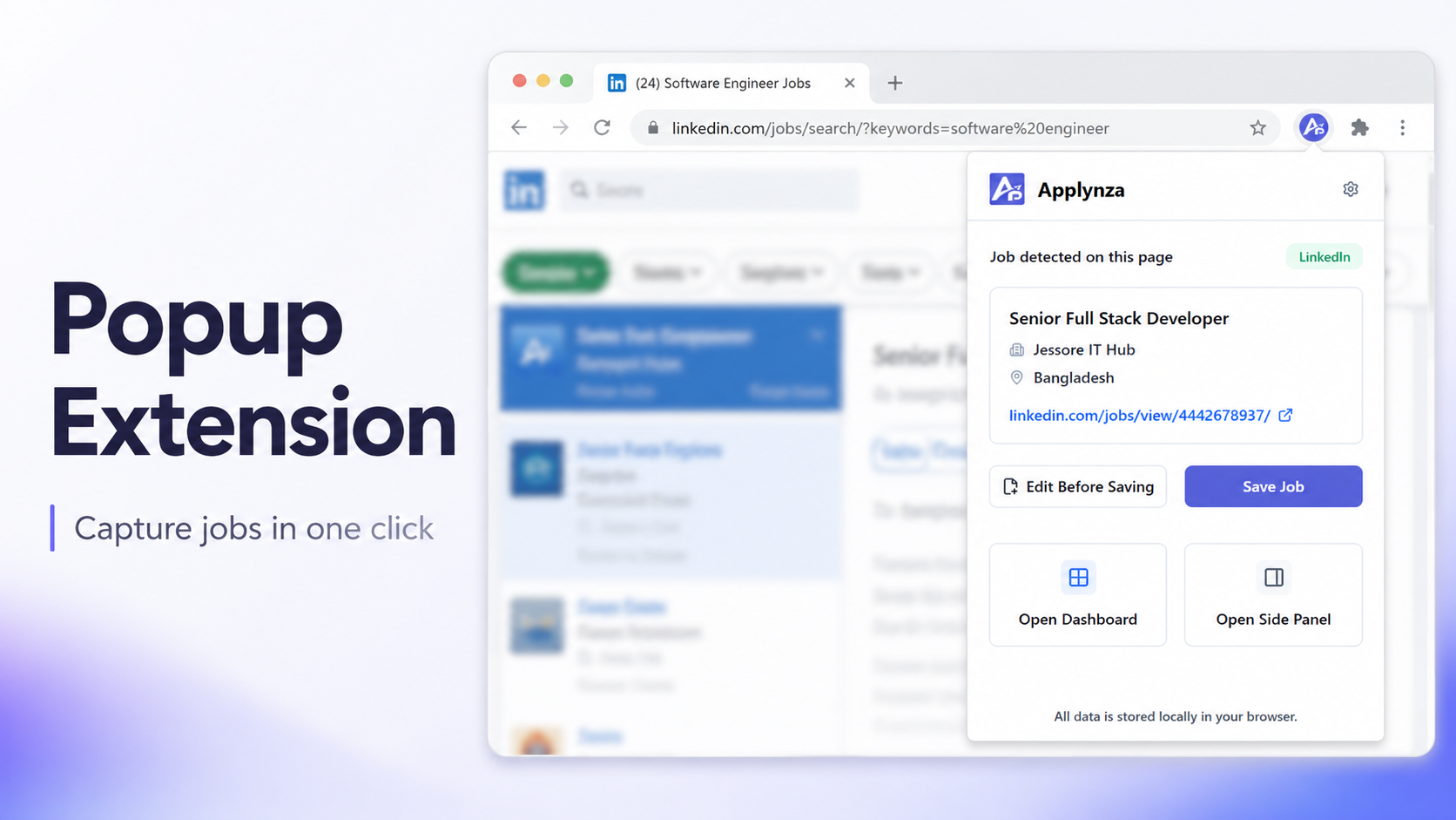 Applynza popup interface preview