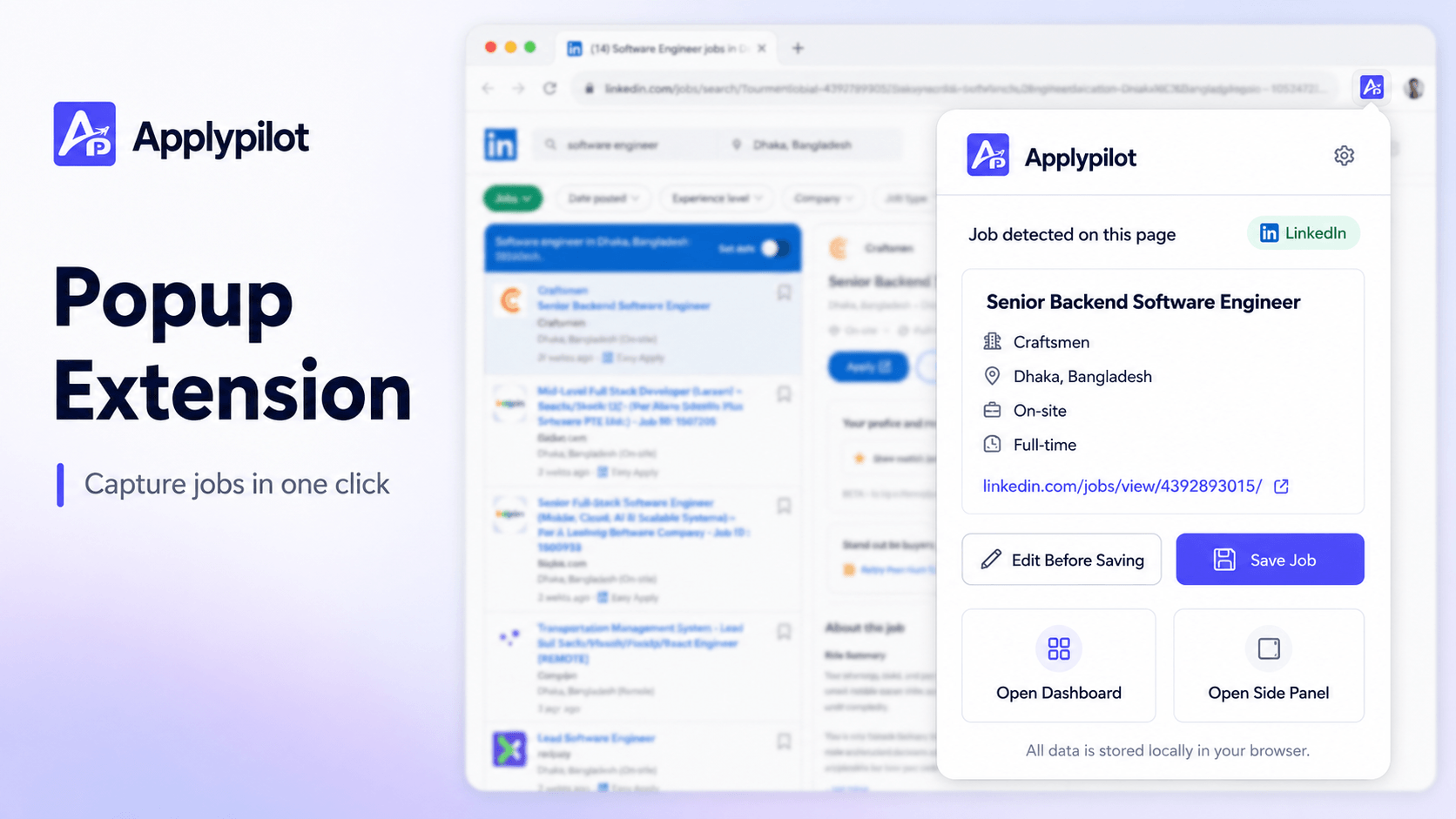 Applypilot popup interface preview